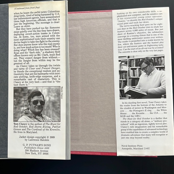 Tom Clancy hardcovers: The Hunt for Red October & Clear and Present Danger - Picture 4 of 14